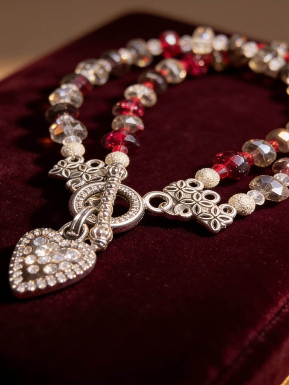 2-strand Red & Crystal Bracelet